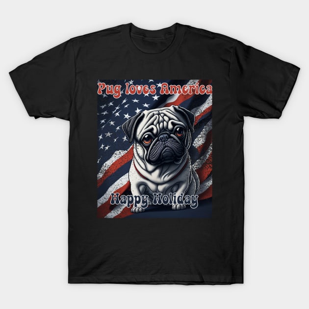 Pug 4th of July T-Shirt by MrPug